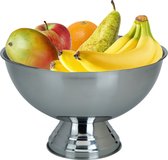 Excellent Houseware Fruitschaal/fruitmand op voet - RVS - 39 x 24 cm
