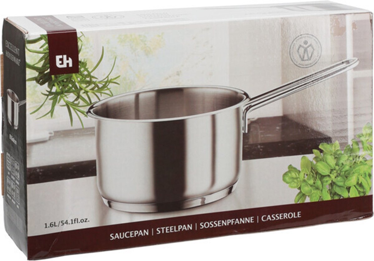 Forgast Roestvrijstalen handgreep pan | 6 liter | Marmite Caterer | Melk steelpan | Kleine steelpan | Gaskok, elektrisch | Geschikt voor inductie | Wasbaar in de vaatwasser
