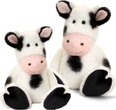 Keel Toys - Pluche knuffels koeien familie - 2x stuks - 18 en 25 cm
