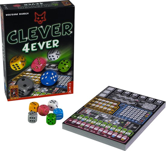 999 Games - Clever 4Ever - Dobbelspel - De vierde editie in de Clever-serie - Nieuwe categorieën en bonusacties - Gezelschapsspel - Familiespel - Strategiespel - Klein cadeautje