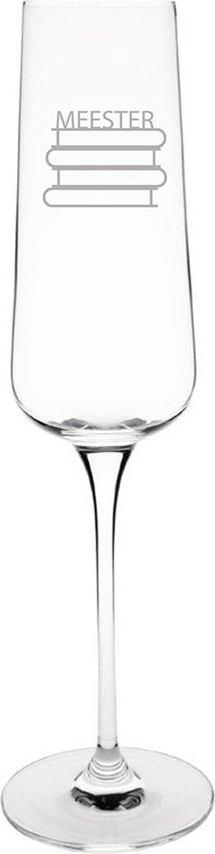 Gegraveerde Champagneglas 27cl Meester met boeken