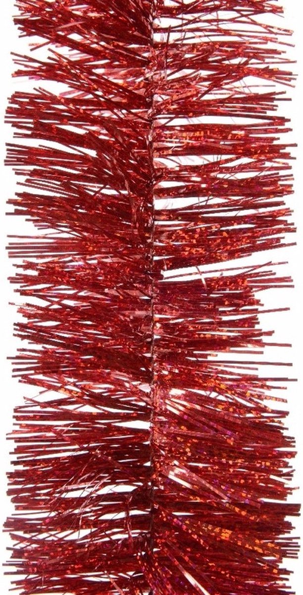 8x Kerstslingers glitter kerst rood 270 cm - Guirlande folie lametta - Kerst rode kerstboom versieringen