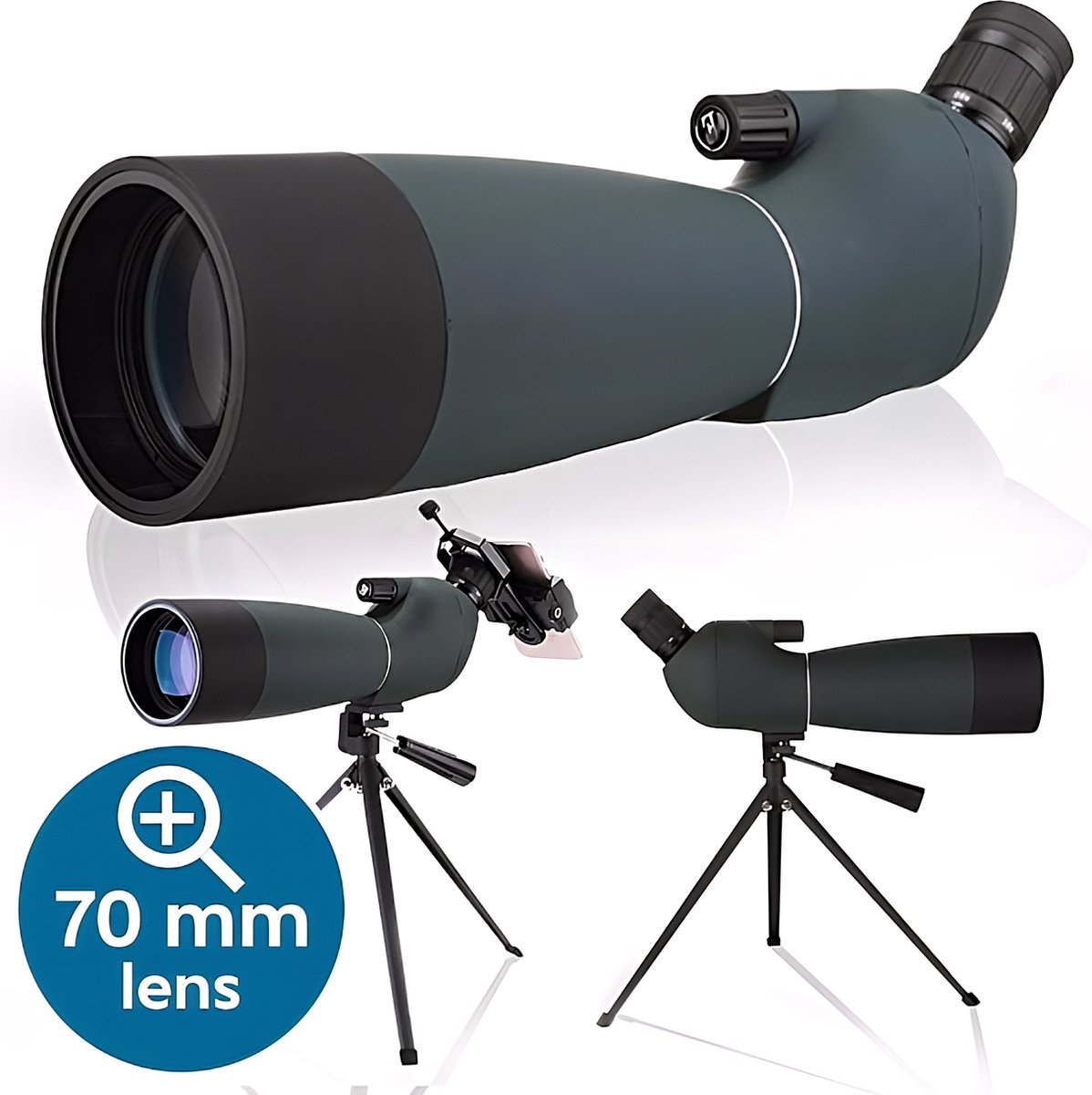Zoomble® Spotting Scope - 25x75 Zoom - Met Draagzak, Tripod & Telefoonhouder - 70 mm Lens - Voor Vogelspotten, Natuur, Outdoor & Jagen - Monoculair - Monokijker