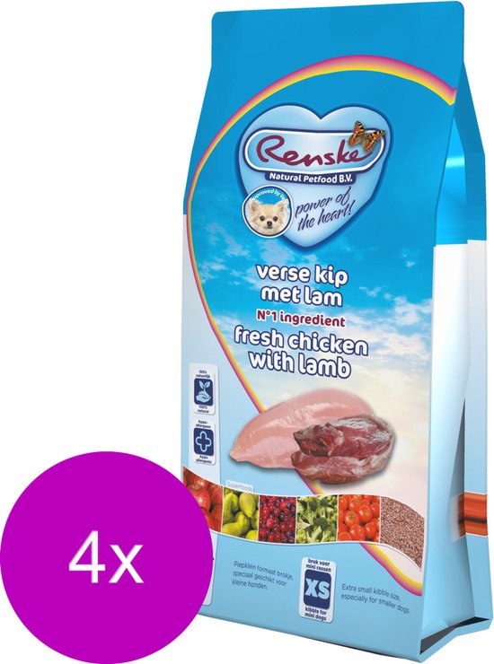 Renske Adult Mini - Hondenvoer - 4 x Kip Lam 2 kg