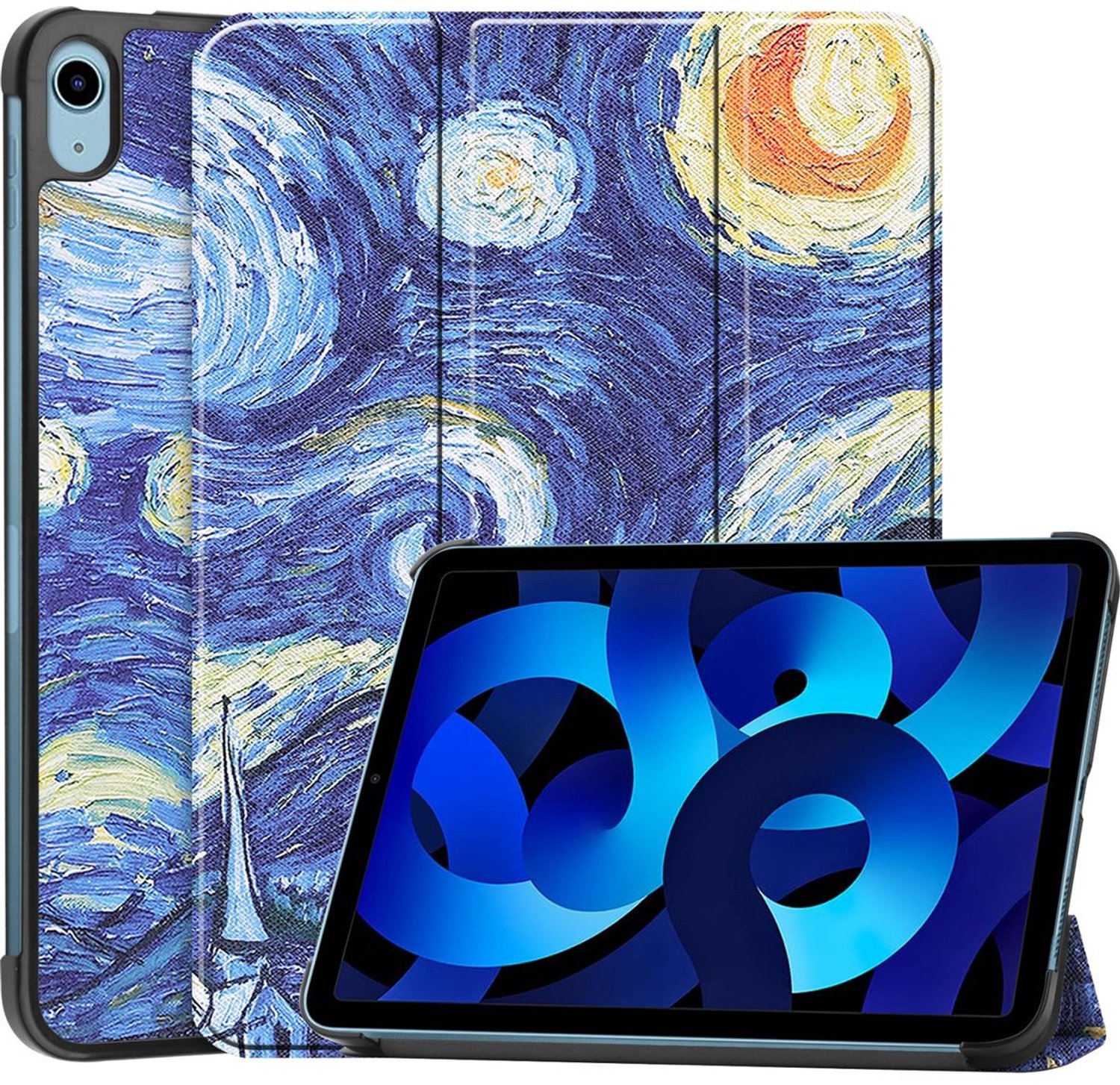 Mobigear Tablethoes geschikt voor Apple iPad 10 (2022) Hoes | Mobigear Tri-Fold Bookcase - Starry Sky