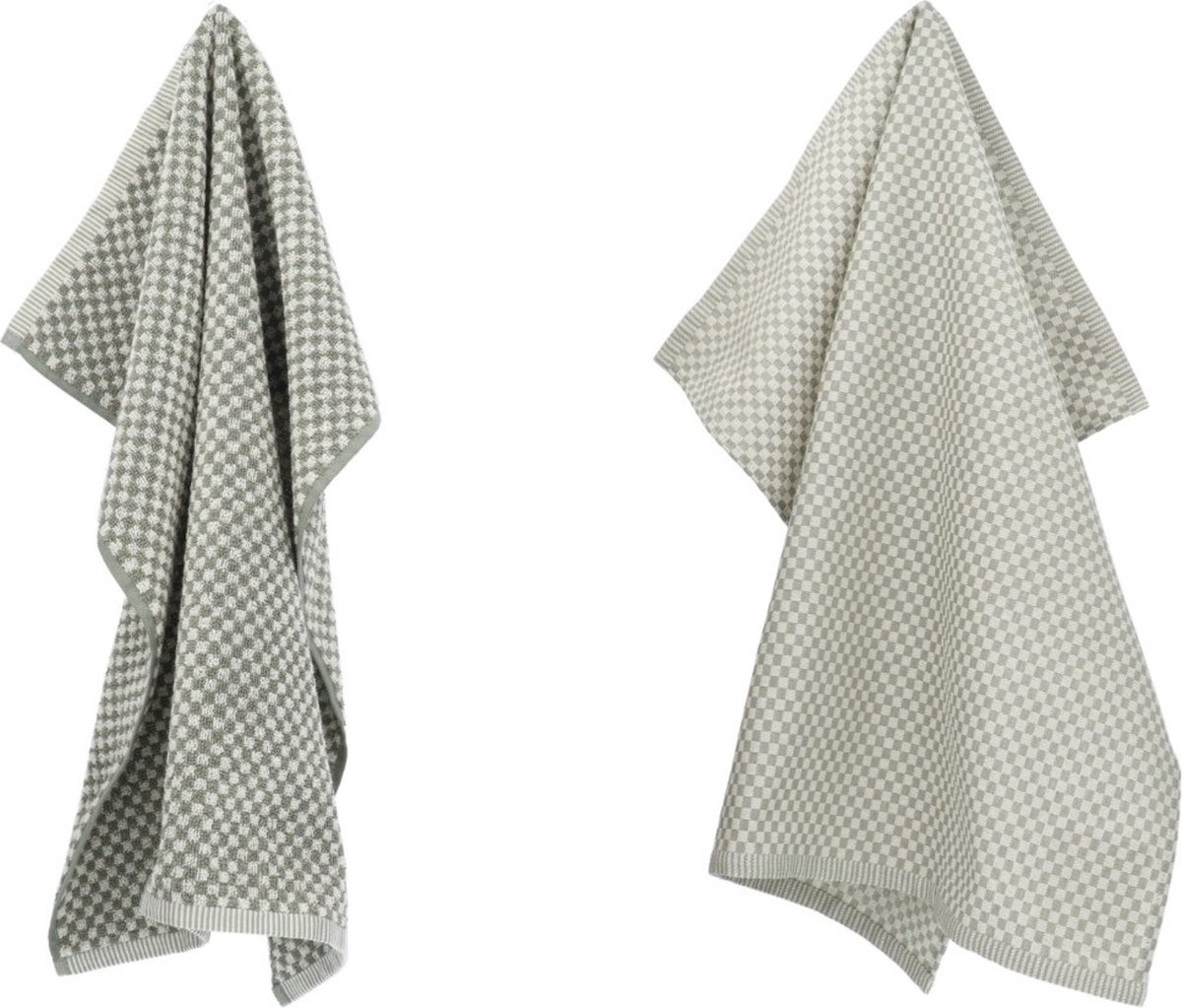 Bol.com Luxe Keukendoek en Theedoek Kleine Ruit Donkergroen - Bunzlau Castle - 100% biologisch katoen - Keukendoek 60x53cm en Th... aanbieding