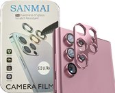 Metalen Camera Lens Protector Voor Samsung Galaxy S22Ultra Aluminium Camera Cover Frame Roze - 1 stuk