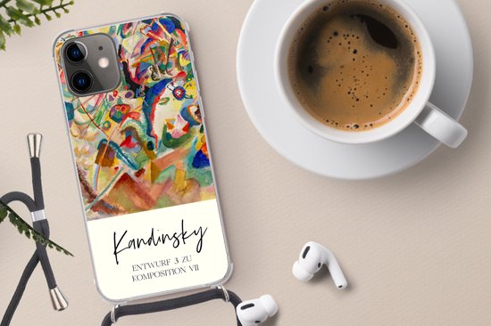 Coque avec cordon iPhone 11 - Entwurf 3 zu komposition VII - Kandinsky - Vieux maîtres - Siliconen - Bandoulière - Coque arrière avec cordon - Coque pour téléphone avec cordon - Coque avec corde