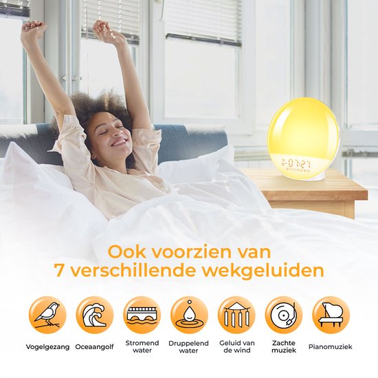 BrightLife Wake Up Light Wekker - Licht Wekker - Wekkerradio - 7 Kleuren - Slaaphulp — afbeelding 5