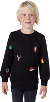 OppoSuits Deluxe X-Mas Icons - Black - Kids Sweater - Kerst Trui - Zwart - Maat 8 Jaar