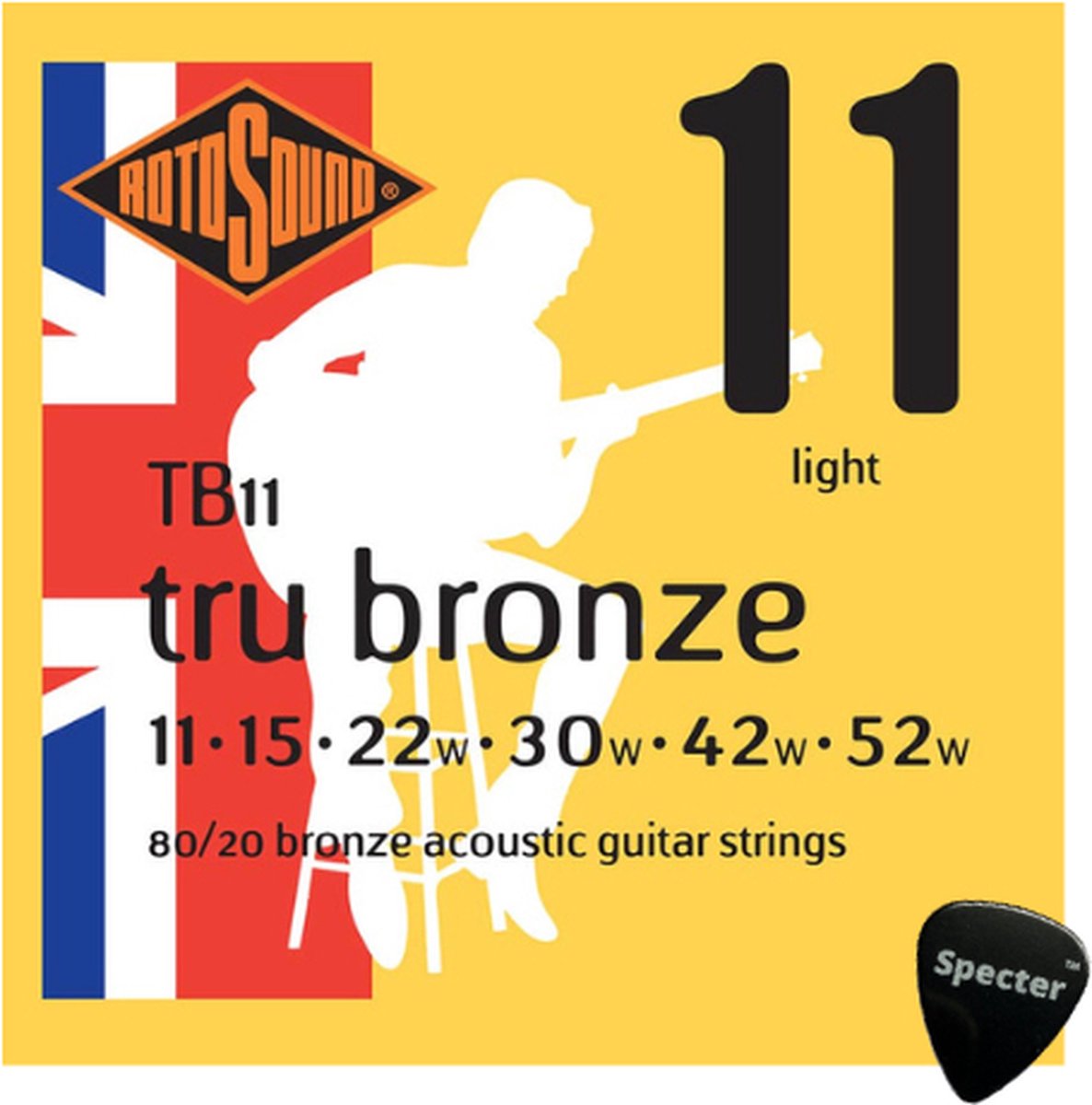 Rotosound Snarenset Akoestische Gitaar Met Specter Plectrum - 011 - 052 Set - Gitaar Snaren