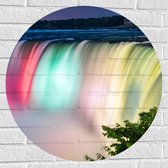 WallClassics - Muursticker Cirkel - Niagara Falls Watervallen in de VS - 70x70 cm Foto op Muursticker