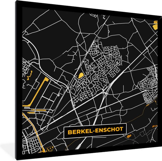 Fotolijst incl. Poster - Berkel-Enschot - Plattegrond - Kaart - Goud - Stadskaart - 40x40 cm - Posterlijst