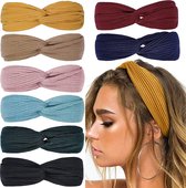 LIXIN Set Van 8 Stuks Dames Haarbanden - Kleur 2 Fashion Leader - Knoop cross knitted haarbanden - Dames - Haarband volwassenen - Elastisch - Vrouwen - Meisjes - Yoga - Haaraccessoires