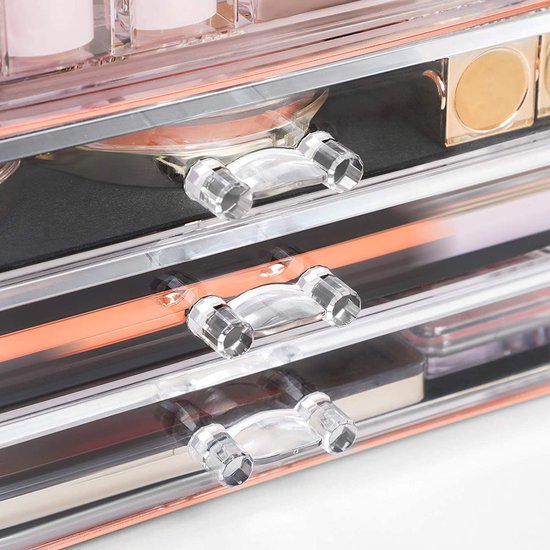 Trousse de maquillage - Make-updoos met spiegel - Bois, Laiton, Verre
