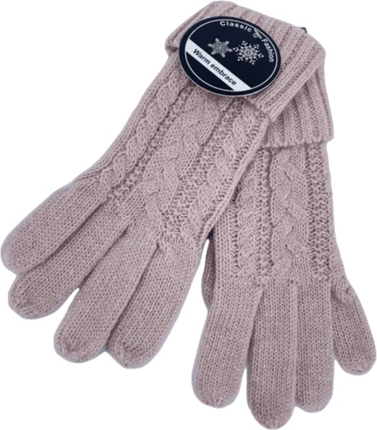 Winter Handschoenen - Dames - Verwarmde - Roze stijl met centrale lijnen