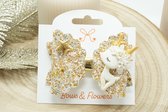 Wit met goud kerst haarstrik met rendier - Wit - Goud - luxe - Bows and Flowers