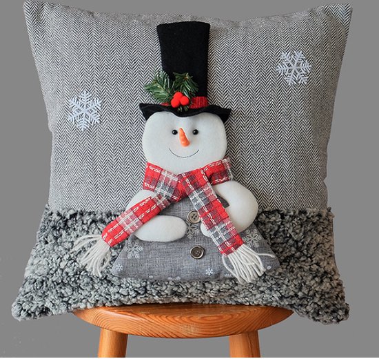Kussenhoes - Kerst - Sneeuwpop met sjaal - 40 x 40 cm
