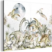 Wanddecoratie Metaal - Aluminium Schilderij Industrieel - Dinosaurus - Kinderen - Jungle - Groen - Dieren - Natuur - 80x60 cm - Dibond - Foto op aluminium - Industriële muurdecoratie - Voor de woonkamer/slaapkamer