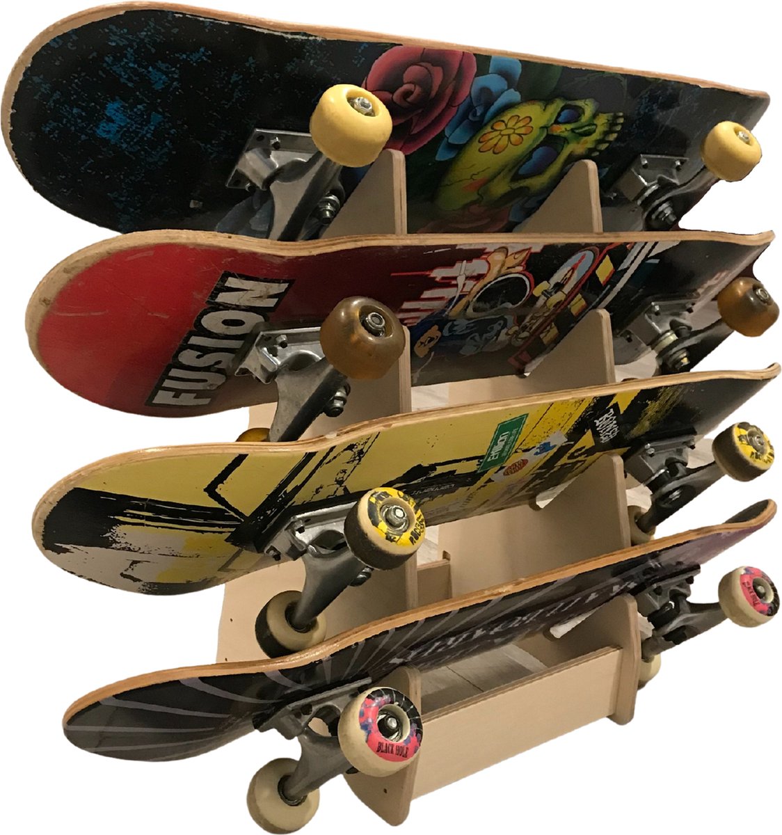 Supports à planche - Support debout pour 4 skateboards