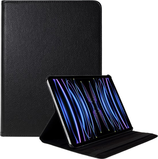 Cazy iPad Pro 12.9 hoes - 2021/2022 - Draaibare 360 graden Tablethoes - Horizontaal en Verticaal Stand mogelijk – Zwart