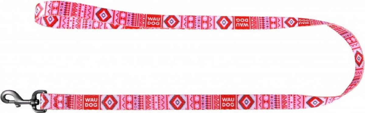 WAUDOG Ethno Hondenlijn / Hondenriem - Nylon - Rood - Breedte: 15 mm - Lengte: 122 cm - Geschikt voor middelgrote honden