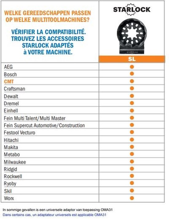CMT - Lame de scie multi-outils pour bois avec clous, 45mm - Lame de scie - Scies - Bois - 1 Pièce(s)