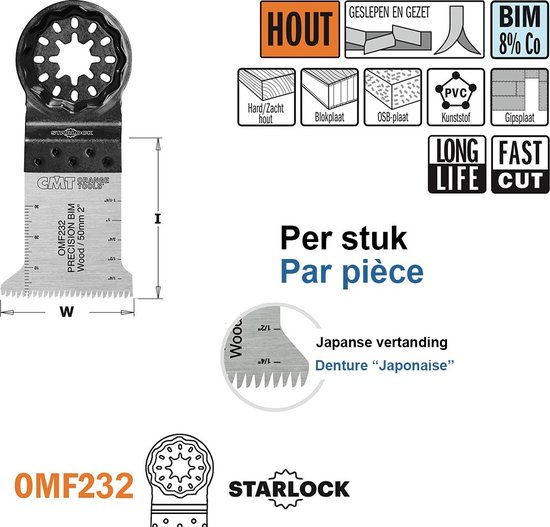 CMT - Lame de scie multi-outils pour bois avec clous, 45mm - Lame de scie - Scies - Bois - 1 Pièce(s)