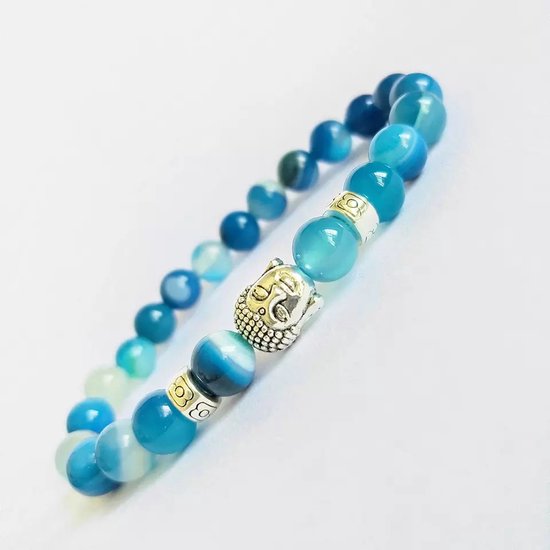 LOUD AND Bracelets de perles - Bracelet Perlé - Bracelet Homme - Bracelet Femme - Blauw - Bouddha