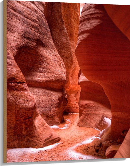 WallClassics - Hout - Ravijnin Antelope Canyon - 75x100 cm - 12 mm dik - Foto op Hout (Met Ophangsysteem)