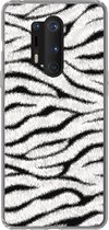 Geschikt voor OnePlus 8 Pro hoesje - Dierenprint - Zebra - Wit - Siliconen Telefoonhoesje