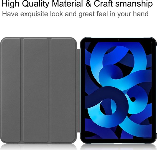 Mobigear - Tablethoes geschikt voor Apple iPad 10 (2022) Hoes | Mobigear Tri-Fold Bookcase - Zwart