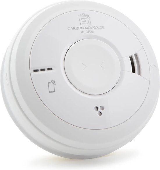 Witte koolmonoxidemelder met "Ei CARBON MONOXIDE ALARM"