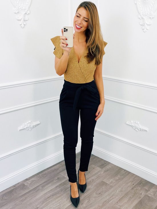 Glitter jumpsuit Ruffel Goud
