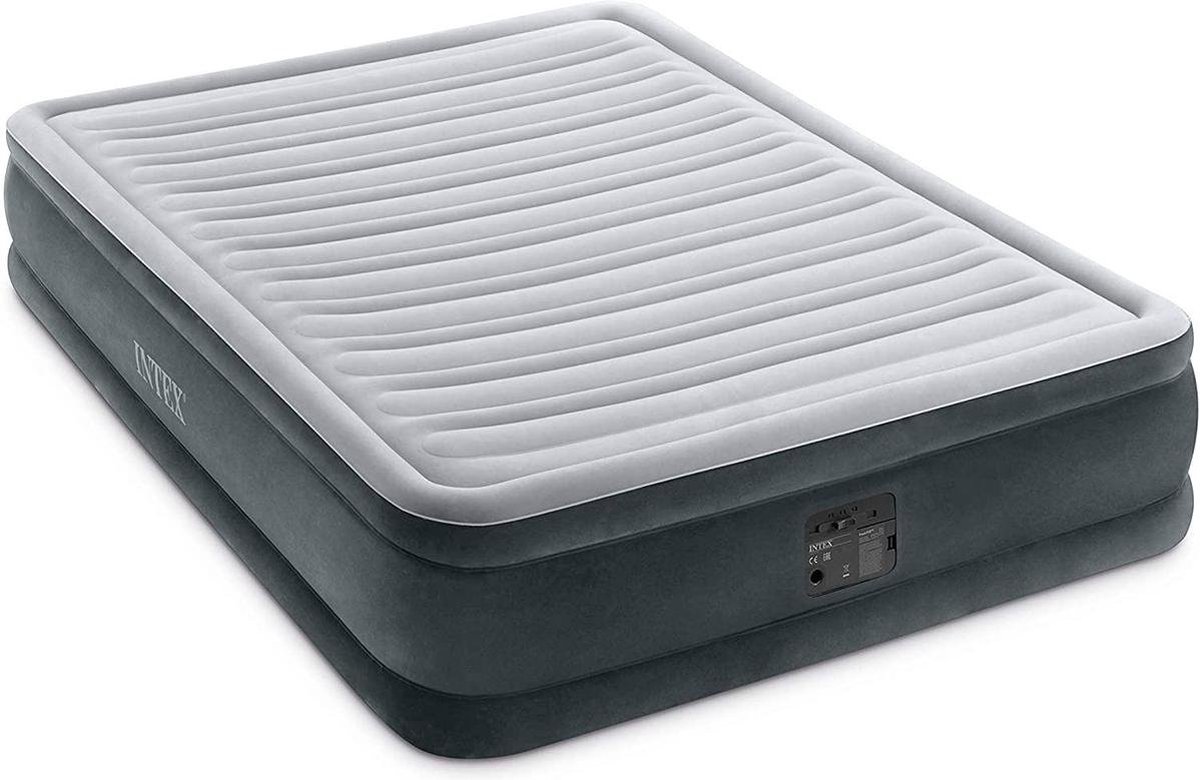 Luchtbed - 2 Persoons - Met Ingebouwde Pomp - 203x152x33 cm - Inclusief Draagtas - Grijs