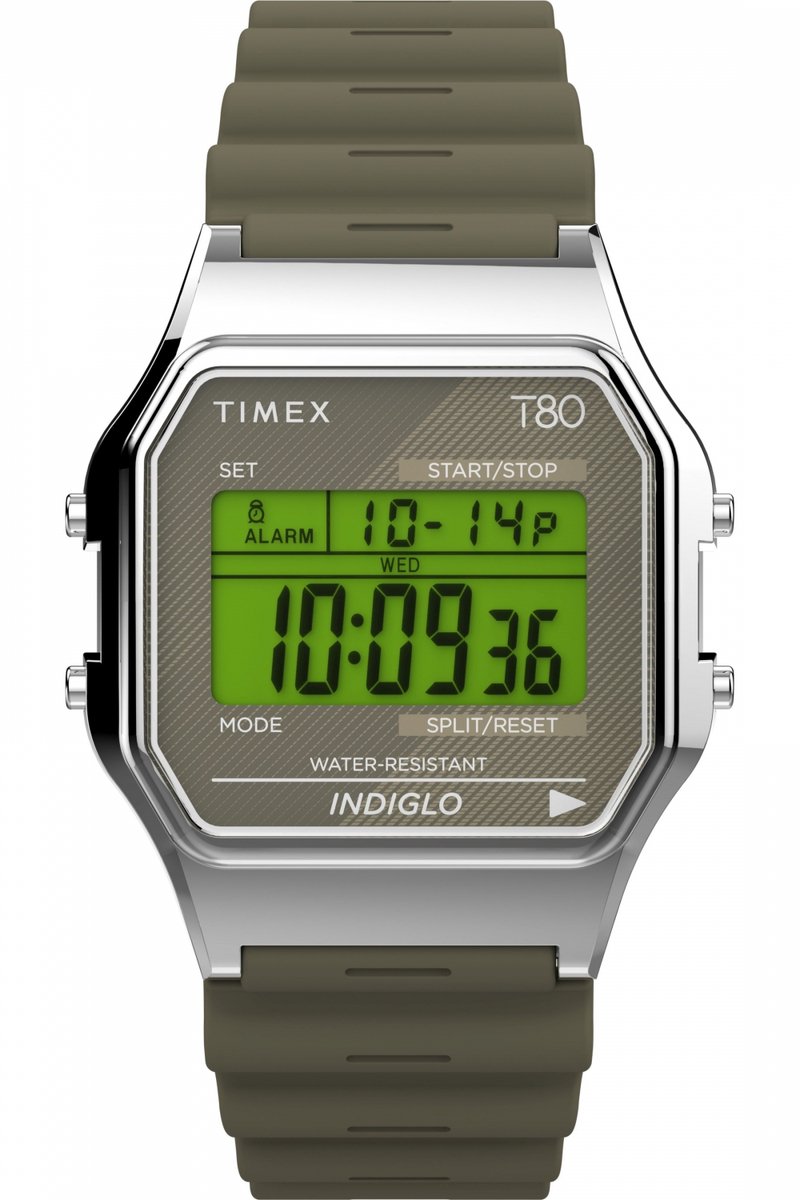 Timex T80 TW2V41100 Horloge - Kunststof - Groen - Ø 34 mm