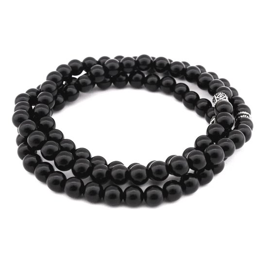 COAI Mens Onyx stenen kruis kralen ketting