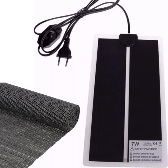 Foto: Professionele warmtemat voor huisdieren met anti slip matje 15x 28 cm 7 watt terraria verwarming hondenmand verwarming kippenhok verwarming 15x28cm m t thermostaat 