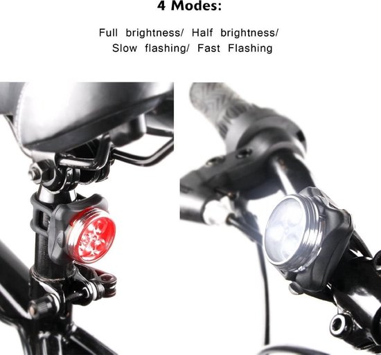 *** 2 Sets Duo LED Fietsverlichting USB Oplaadbaar - 2 Rood en 2 Wit -Waterbestendig - Fietslicht - Fietslampjes - van Heble® *** — afbeelding 3