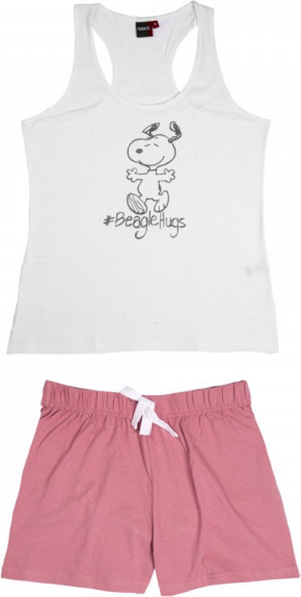 Original Snoopy - Pyjama kort dames set 100% katoen - broekje hemd - Maat L