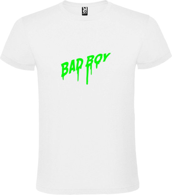 Wit T-Shirt met “ BadBoy “ afbeelding Neon Groen Size XXXXL