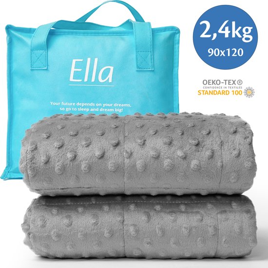 Ella® Verzwaringsdeken Kind 2,4kg - 90 x 120cm - Zwaartedeken - Weighted Blanket - Verzwaarde Deken - OEKO-TEX Katoen & Minky Fleece