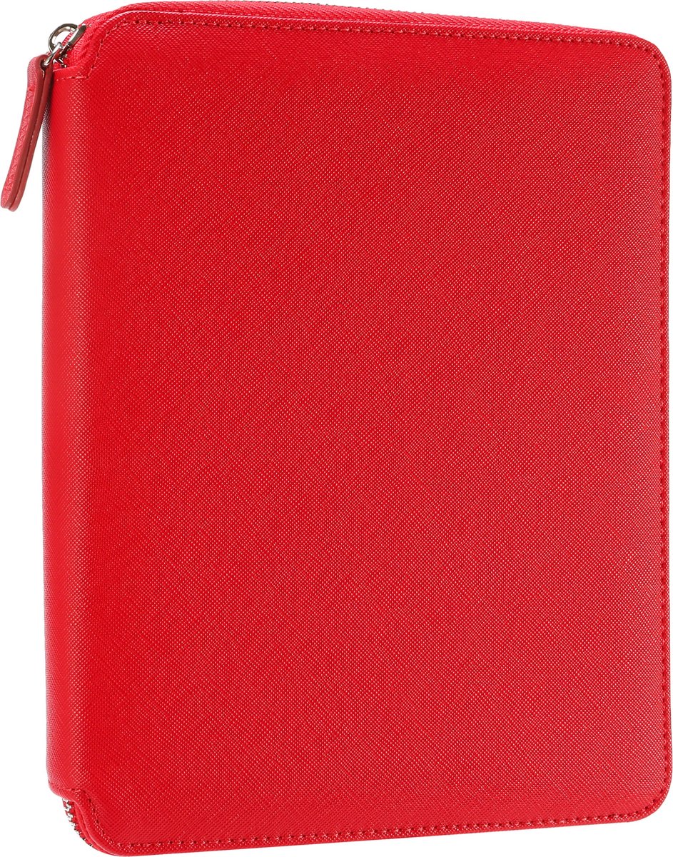 Victoria's Journals Sofia Smyth Zipper Folder - Schrijfmap A5 - Luxe Vegan Leer Schrijfmap A5 met rits en Premium A5 Vegan Leer Notitieboek - Dotted - Rood