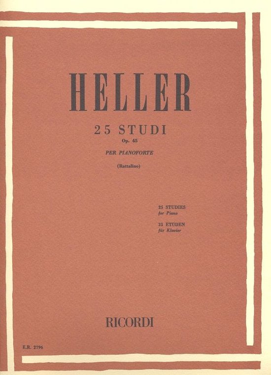 Bladmuziek "HELLER 25 STUDI Op. 45 PER PIANOFORTE" van Ricordi.
