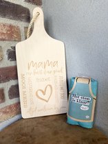 Creaties van Hier - serveerplank -mama met schort zeuren - 35 cm - hout - moederdag cadeautje