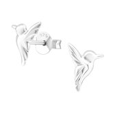Joy|S - Zilveren vogel oorbellen - Kolibri - 5 x 9 mm - oorknoppen