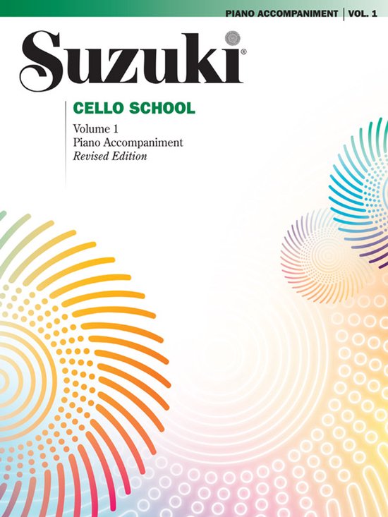 Suzuki Cello School Piano Accompaniment Vol. 1, Revised Edition, avec des cercles orange et violet.