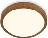 Briloner Leuchten -plafondlamp LED, plafondlamp hout, warm wit licht, opbouwlamp, opbouwlamp, houtlook, Ø280x40 mm