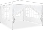 Tente de fête parois latérales Relaxdays - 3x2 m - lot de 4 - parois latérales pour pavillon - côté - blanc