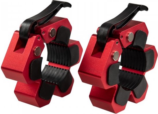 Taurus Premium aluminium halterschijfslot 50 mm – Rood - Sluiters – Gewichtssluiters – Halterstangsluiters – Clipsluiting - Sluiters voor halterstang